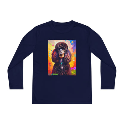 Pup Art Canvas - Kid's Sport Long Sleeve Tee (Standard Poodle)
