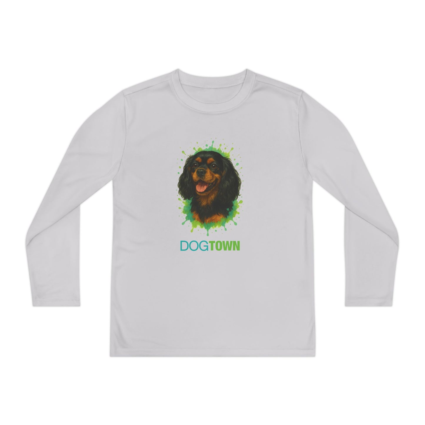 2025 Breed Collection - Kid's Polyester Thin Long Sleeve Tee - Black and Tan Cavalier King Charles Spaniel