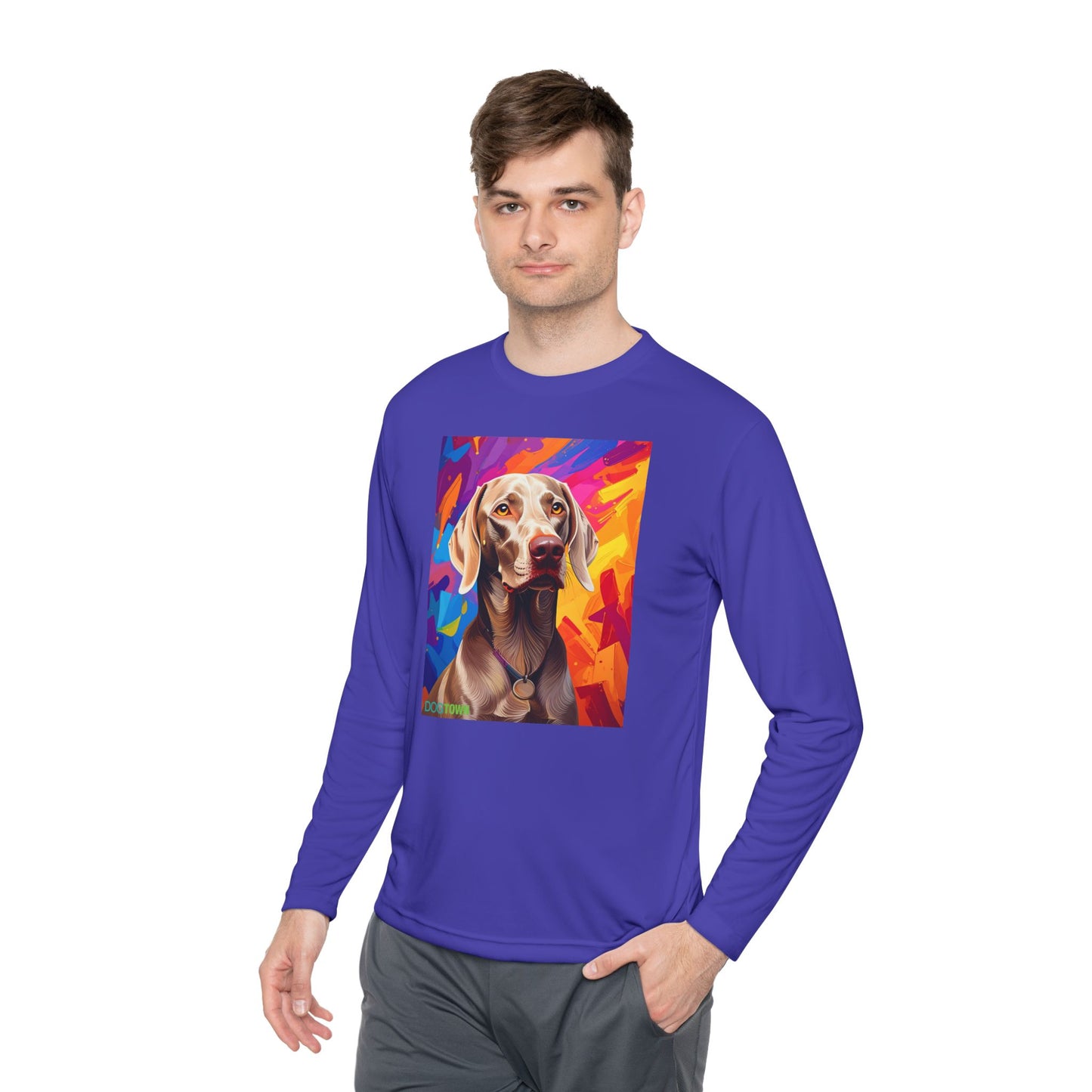 Pup Art Canvas Sport Long Sleeve Tee (Weimaraner)