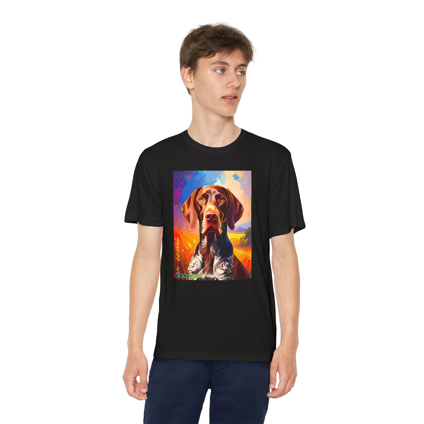 Pup Art Canvas - Kid's Sport Short Sleeve Tee (German Shorthaired Pointer)