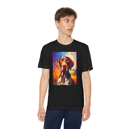 Pup Art Canvas - Kid's Sport Short Sleeve Tee (German Shorthaired Pointer)