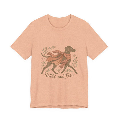 Dogtown Boho Revival "Wild and Free" Unisex Jersey Short Sleeve Tee (Weimaraner)