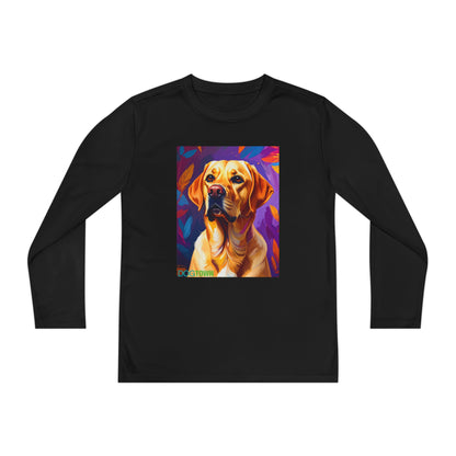 Pup Art Canvas - Kid's Sport Long Sleeve Tee (Yellow Lab)