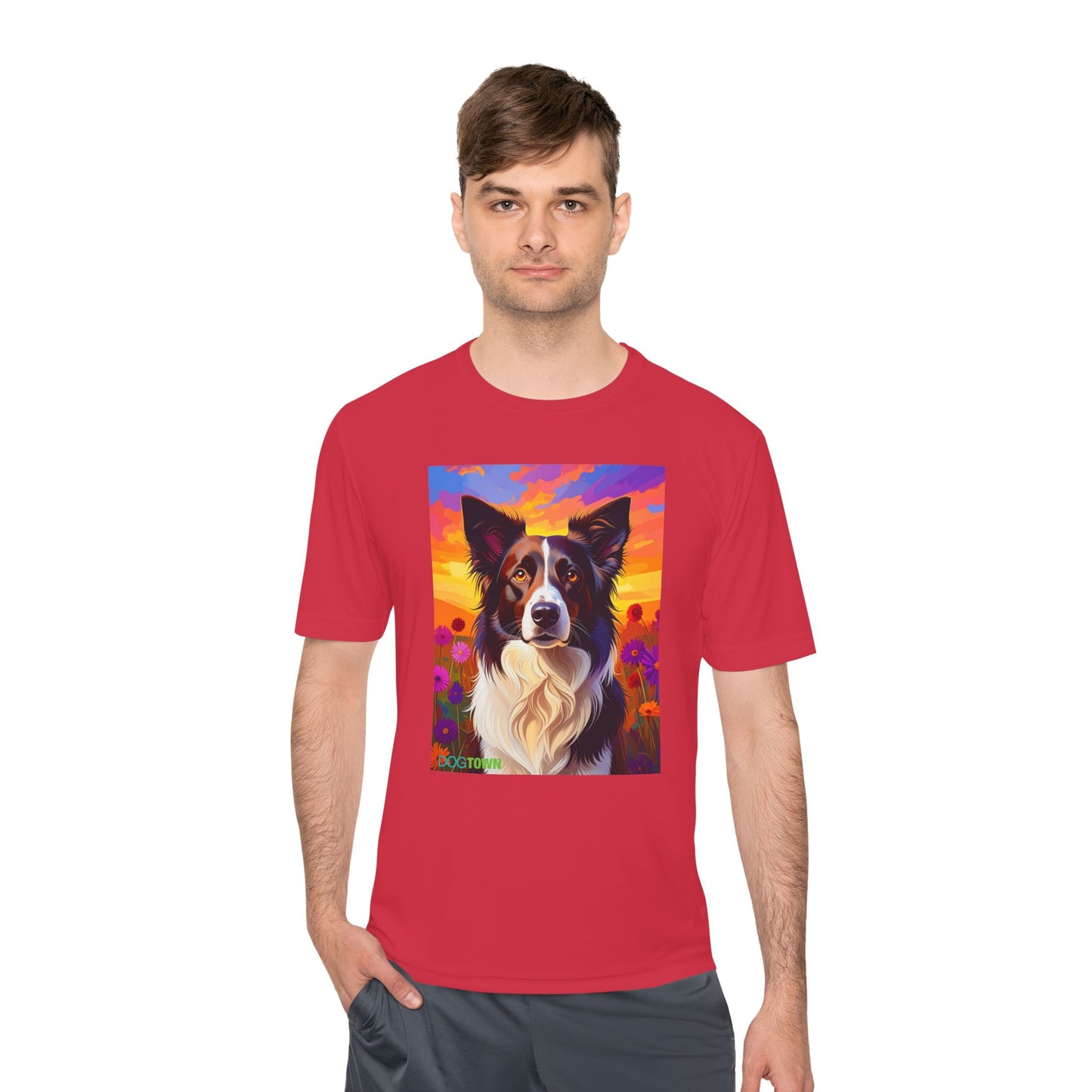 Pup Art Canvas Unisex Moisture Wicking Tee (Border Collie)