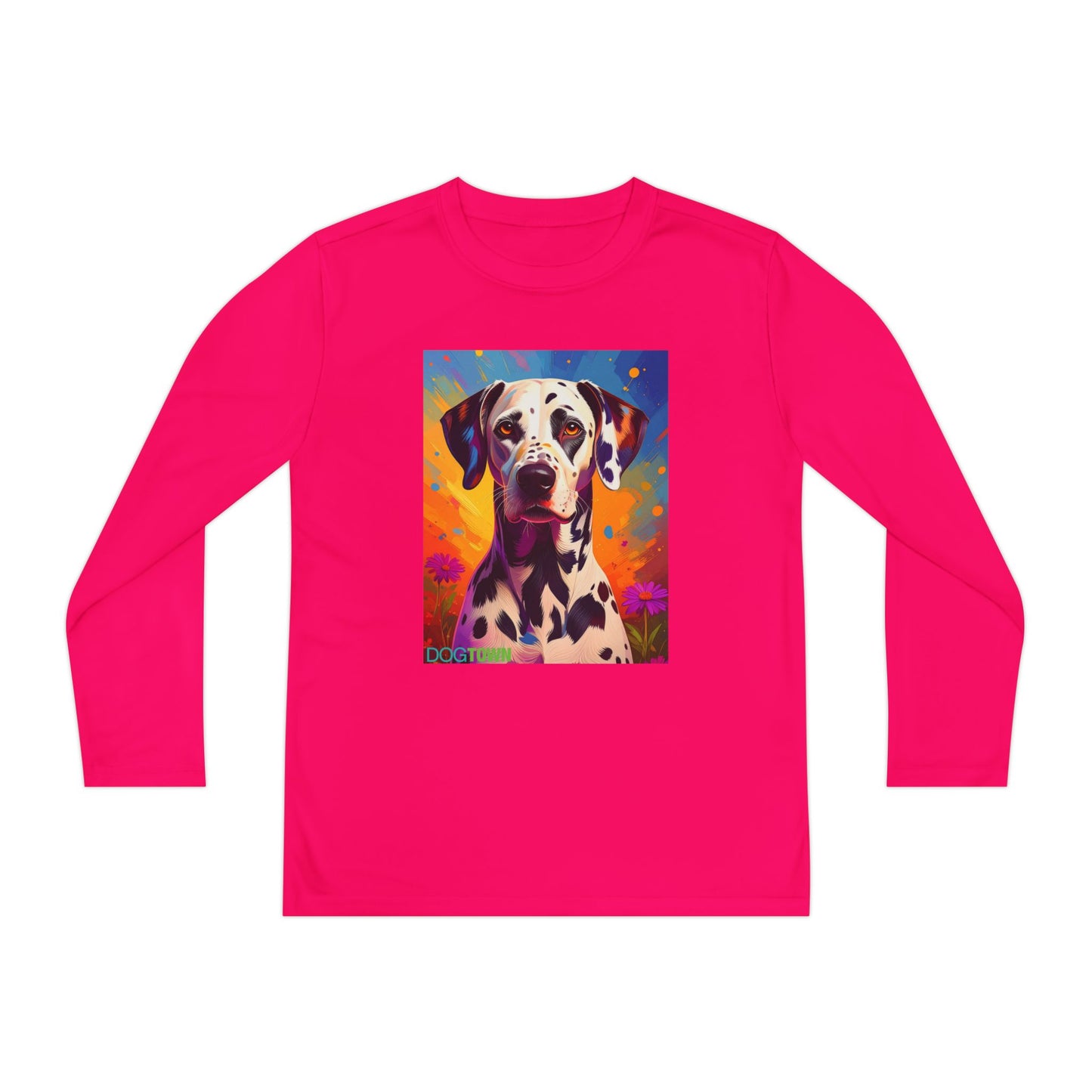 Pup Art Canvas - Kid's Sport Long Sleeve Tee (Dalmatian)