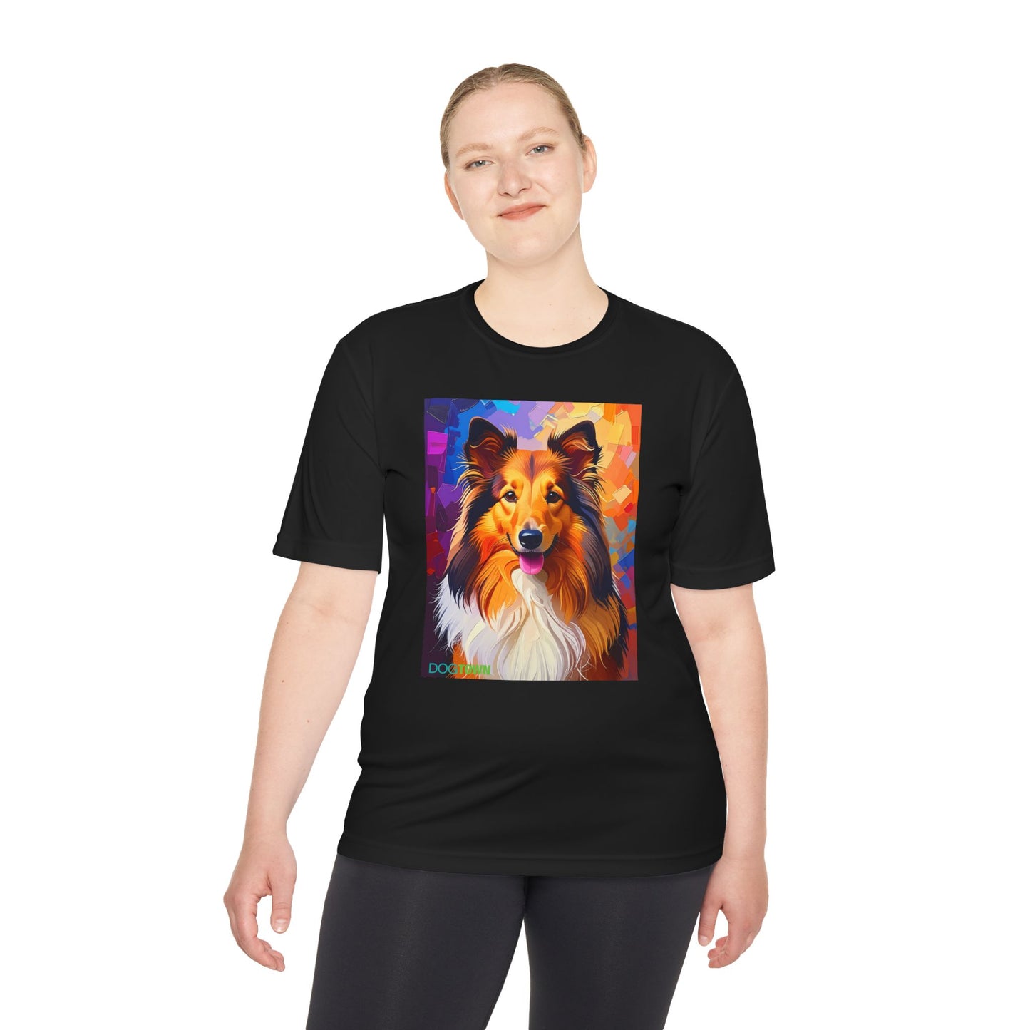 Pup Art Canvas Unisex Moisture Wicking Tee (Shetland Sheepdog (Sheltie))