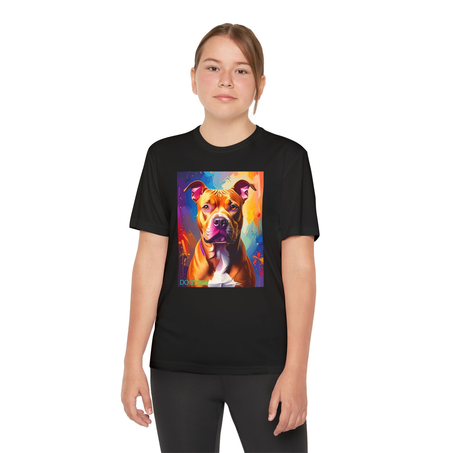 Pup Art Canvas - Kid's Sport Short Sleeve Tee (Pit Bull)