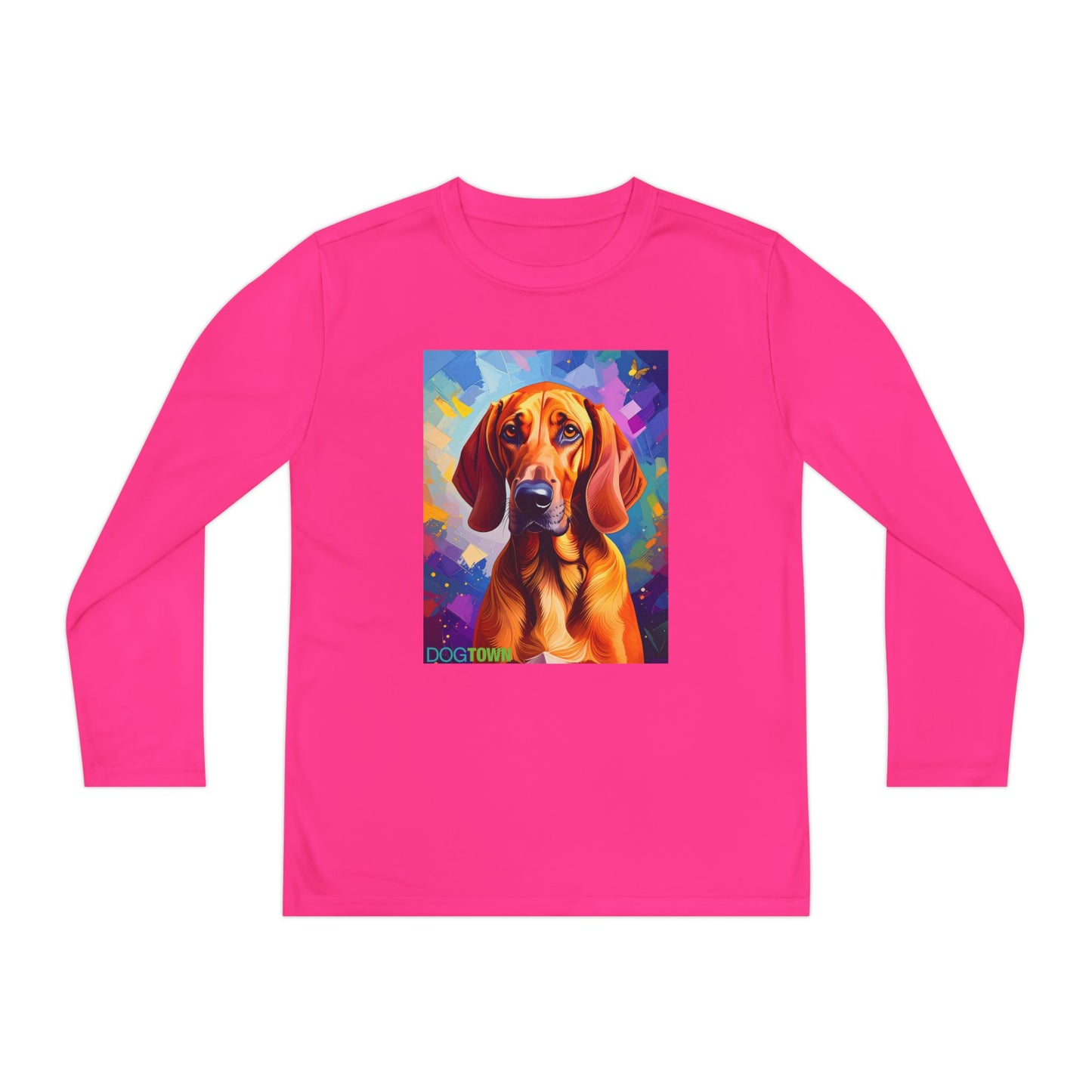 Pup Art Canvas - Kid's Sport Long Sleeve Tee (Redbone Coonhound)