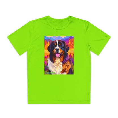 Pup Art Canvas - Kid's Sport Short Sleeve Tee (Bernese Mountain Dog)