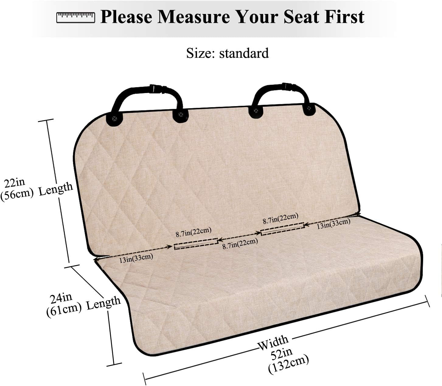 Car Seat Cover for Dogs, Heather Khaki, 46" L * 52" W