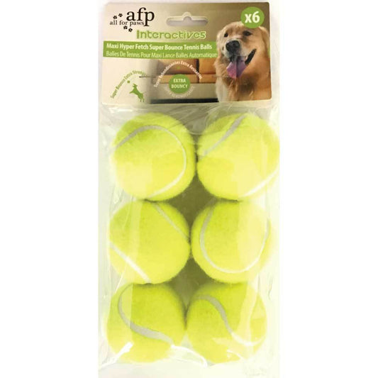 6 Pack Extra Bouncy Dog Fetch Balls AFP Hyper Maxi Super Bounce Tennis