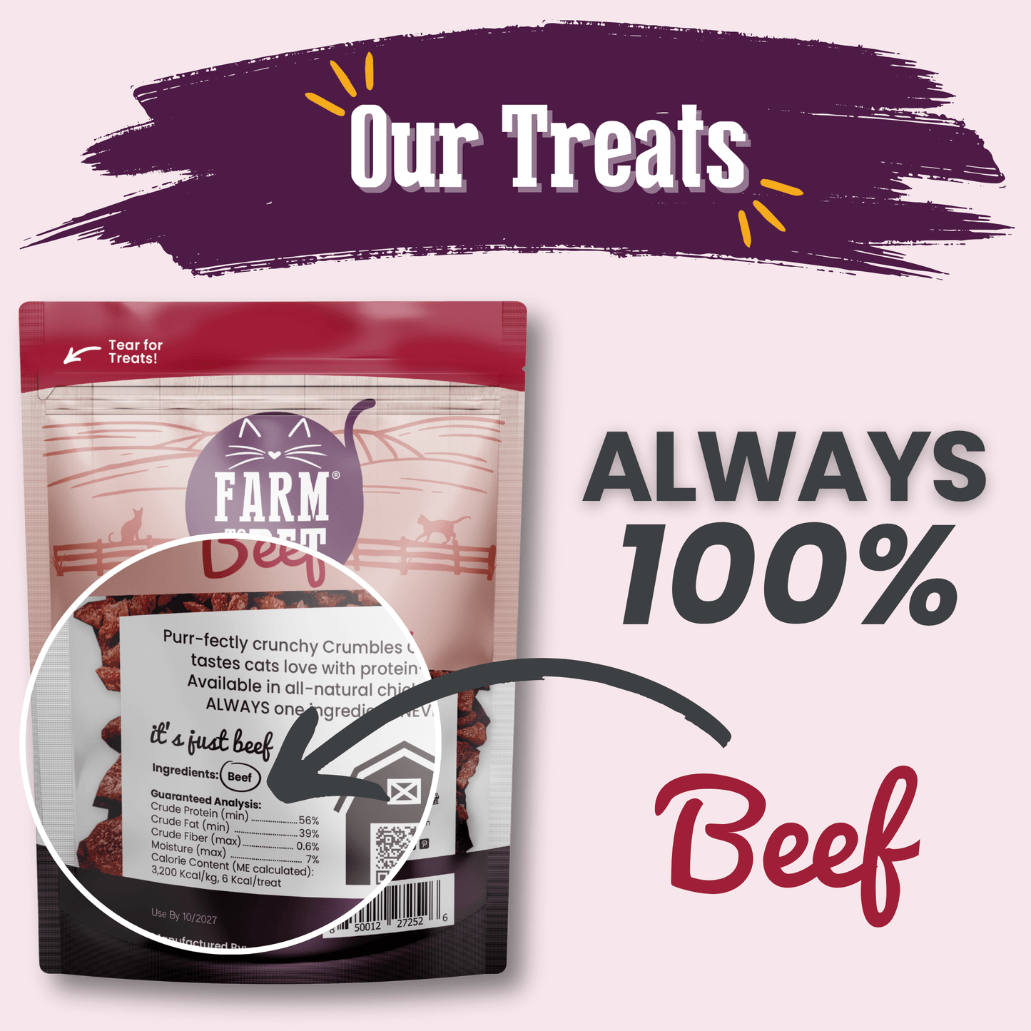 Beef Crumbles Cat Treats | High Protein Treats for Cats