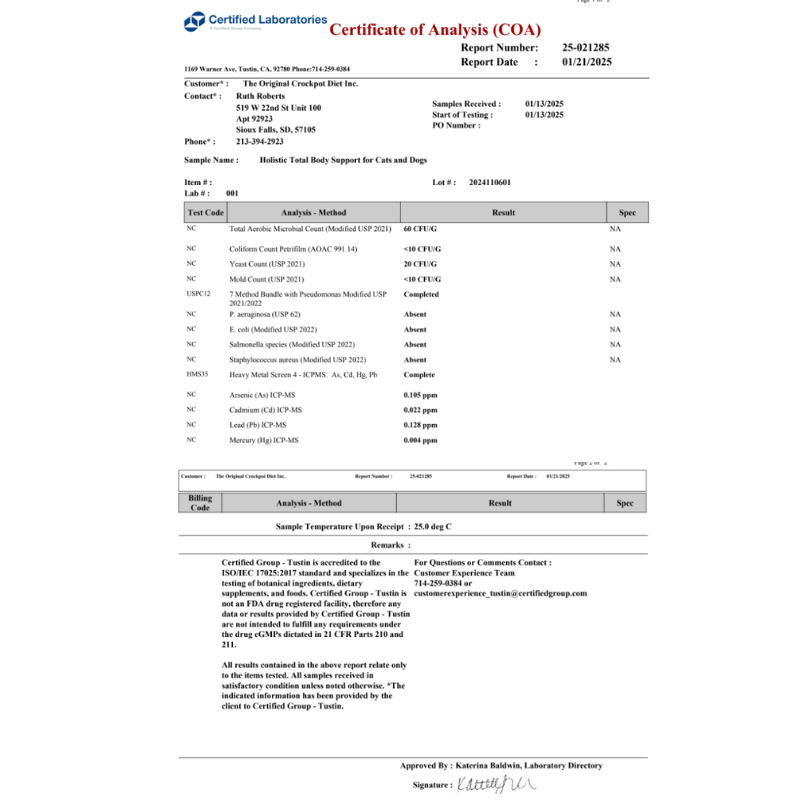 PRE-ORDER Holistic Total Body Support – Multivitamin & Glandular Support for Dogs and Cats