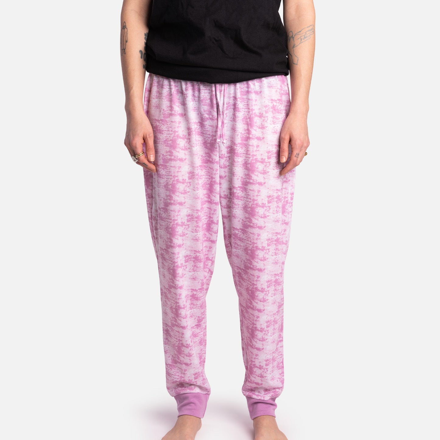 💖 Pink Tie-Dye Matching Human Pajama Joggers – Cozy & Stylish