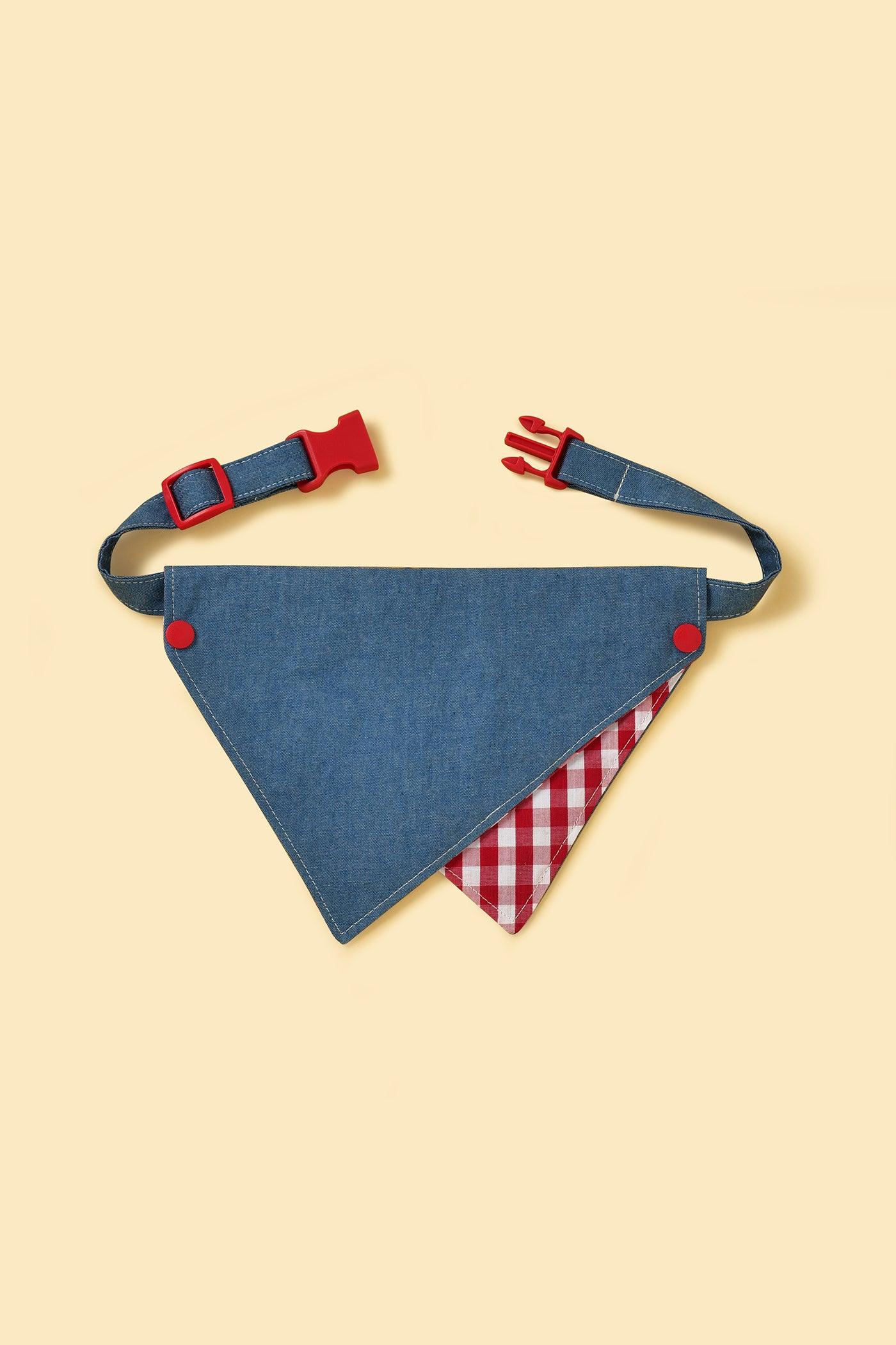 Park Day Denim Gingham Print Handmade Bandana