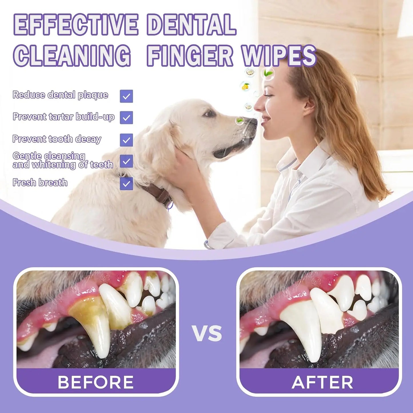 Teeth Cleaning Dental Finger Wipes for Dogs