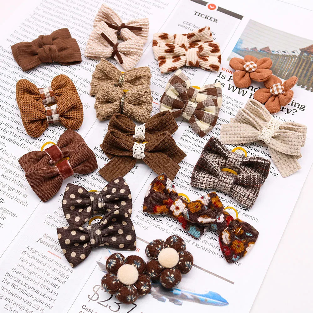 Dog Hair Bows Brown and Black 10 Pieces