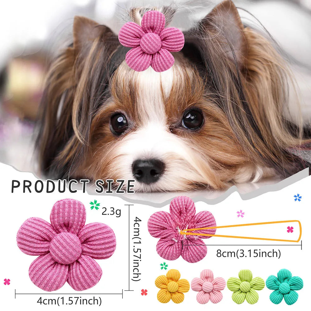 Spring Flower Dog Bows 10 pieces