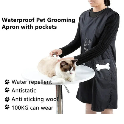 Waterproof Nylon Dog Grooming Apron with Pockets