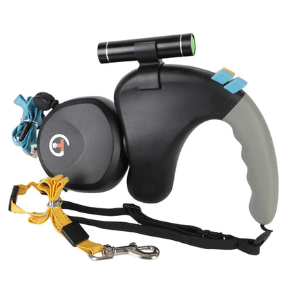 Retractable Double Pet Supplies Rotation Pet Rope with Light Dual Dog