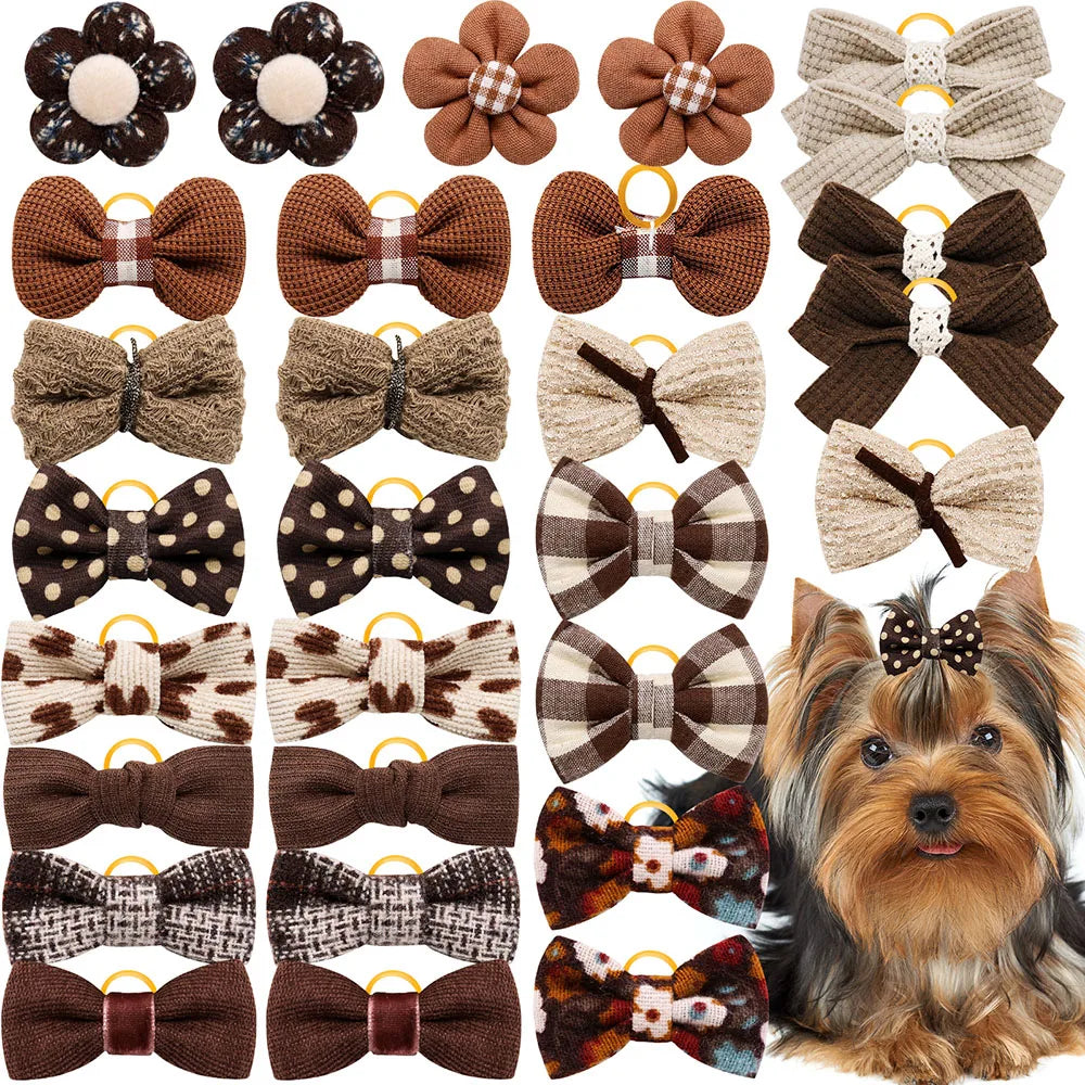Dog Hair Bows Brown and Black 10 Pieces