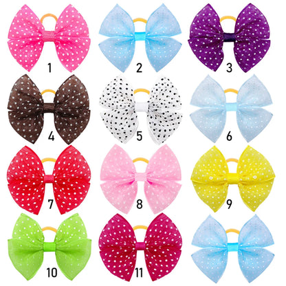 Dogs Hair Bows With Dots 40 Pieces