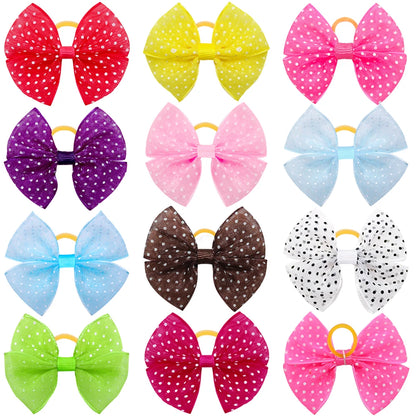 Dogs Hair Bows With Dots 40 Pieces