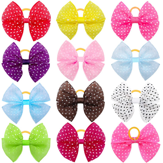 Dogs Hair Bows With Dots 40 Pieces