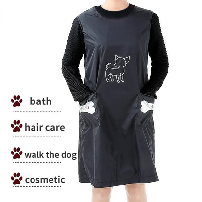 Waterproof Nylon Dog Grooming Apron with Pockets
