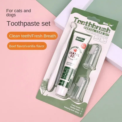 Pet Toothpaste Kit - Dental Care Set for Dogs & Cats, Teeth Cleaning