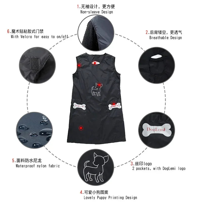 Waterproof Nylon Dog Grooming Apron with Pockets