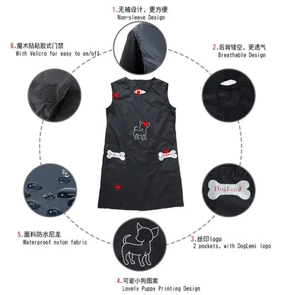 Waterproof Nylon Dog Grooming Apron with Pockets