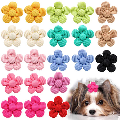 Spring Flower Dog Bows 10 pieces