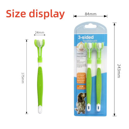 Pet Toothbrush Kit Dental Care Three Heads Dog Toothbrush Finger