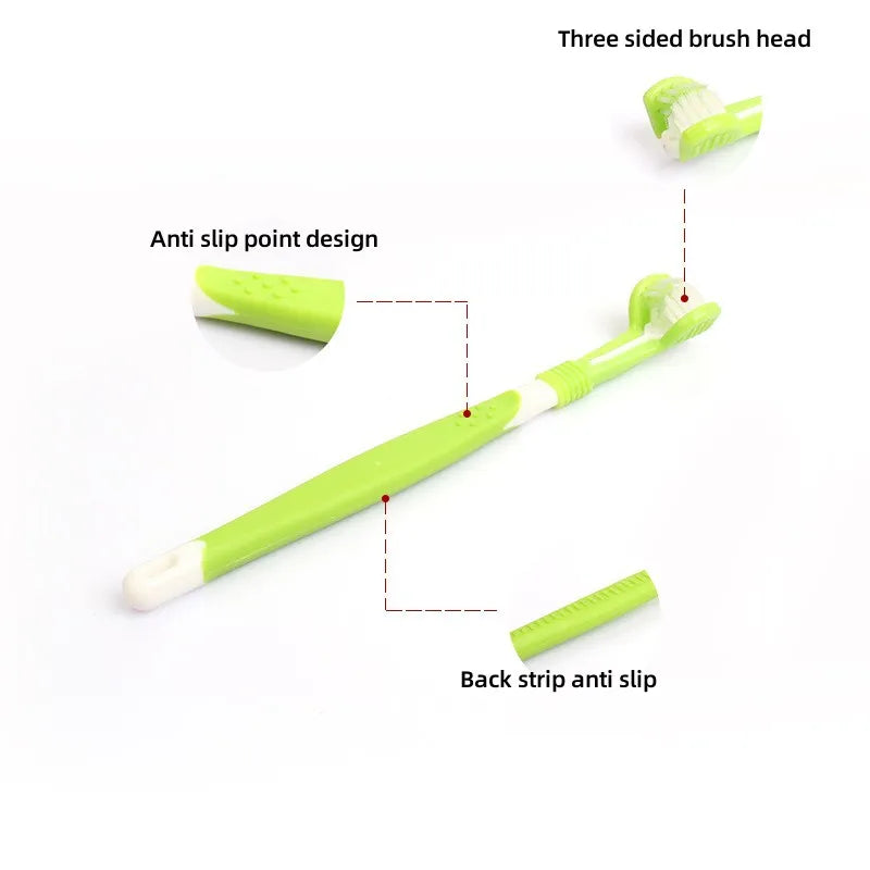 Pet Toothbrush Kit Dental Care Three Heads Dog Toothbrush Finger