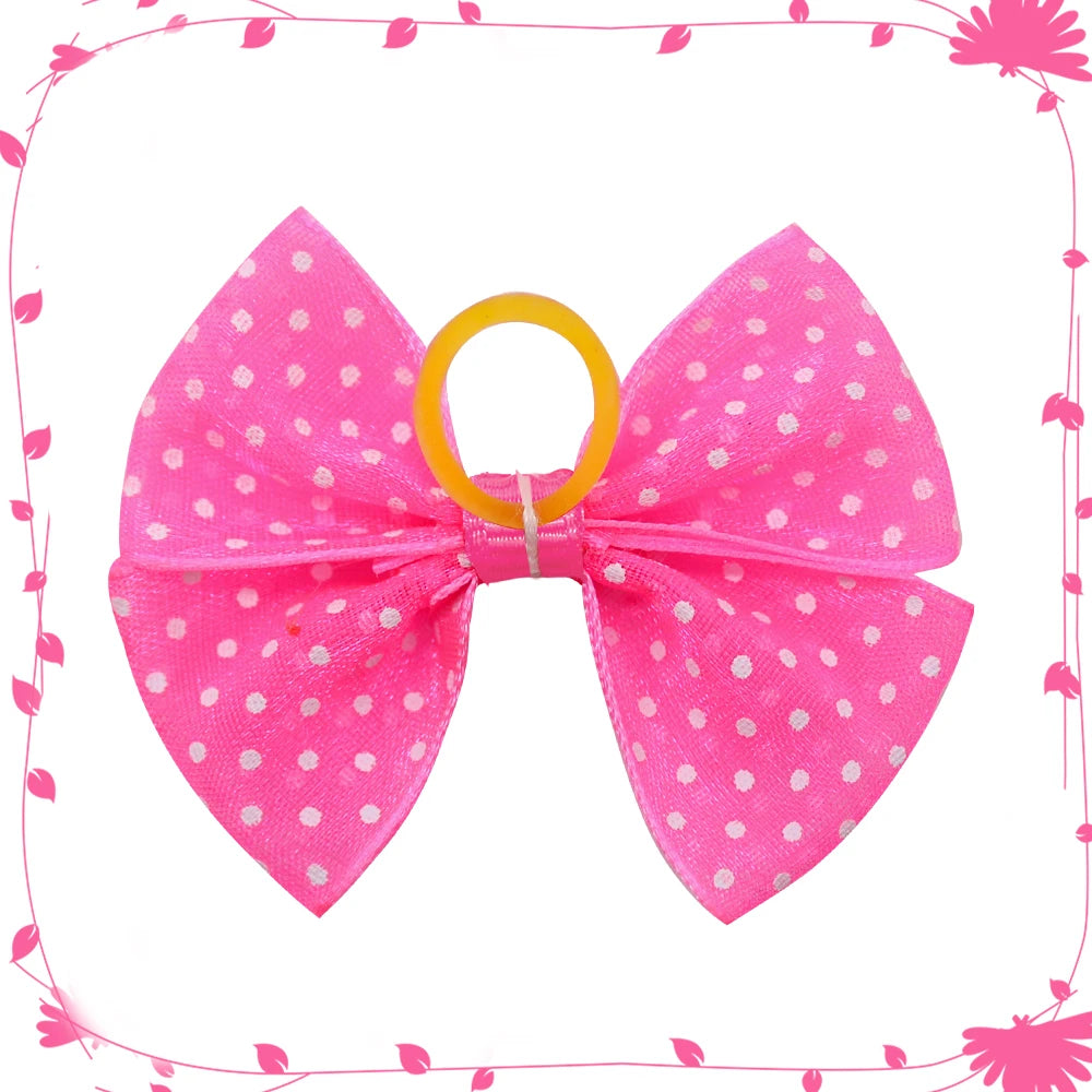 Dogs Hair Bows With Dots 40 Pieces