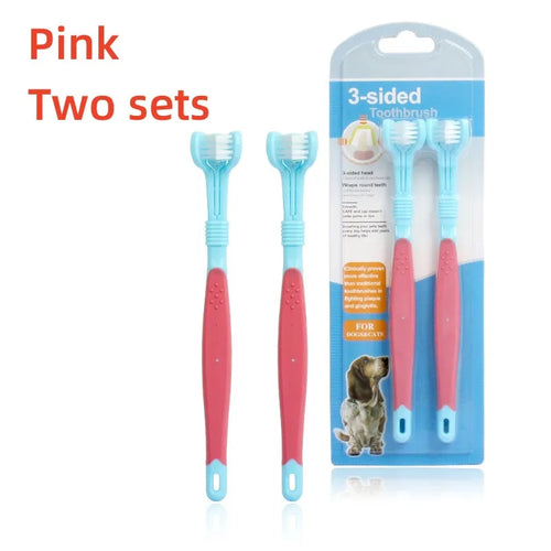 Pet Toothbrush Kit Dental Care Three Heads Dog Toothbrush Finger