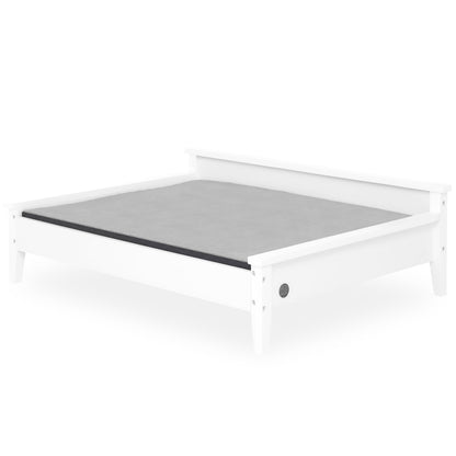Winston Large Elevated Wooden Pet Bed with Mattress, White
