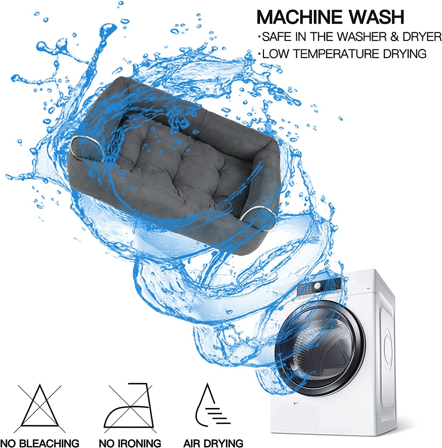 Large Orthopedic Dog Bed,3D Sponge Dog Sofa Bed,Luxury Dog Bed Pet Cat Cushion Dog Pillow Bed, Dog Cuddler Sleeping Bed for Large Medium Small Dogs Cats Pets Washable Beds（Small Grey）