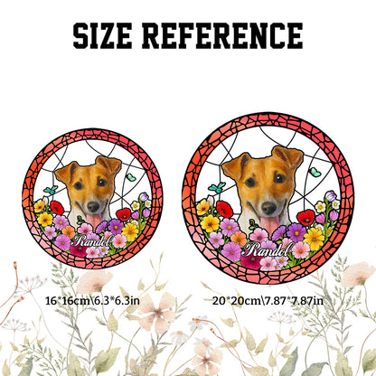 Custom Pet Portrait Stained Glass Suncatcher – Personalized Pet Keepsake Memorial Gift for Dog & Cat Lovers