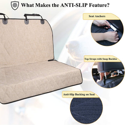 Car Seat Cover for Dogs, Heather Khaki, 46" L * 52" W