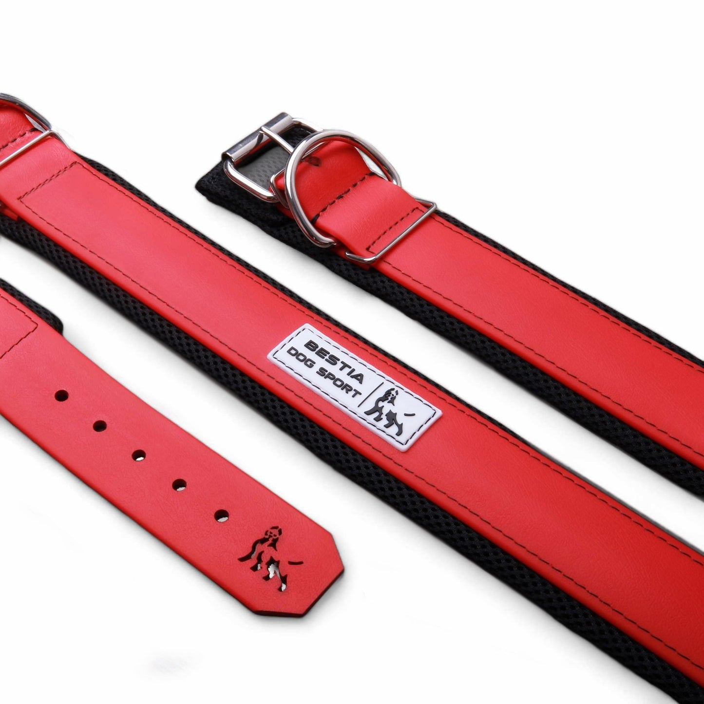 BESTIA DOG SPORT COLLAR RED STAINLESS STEEL