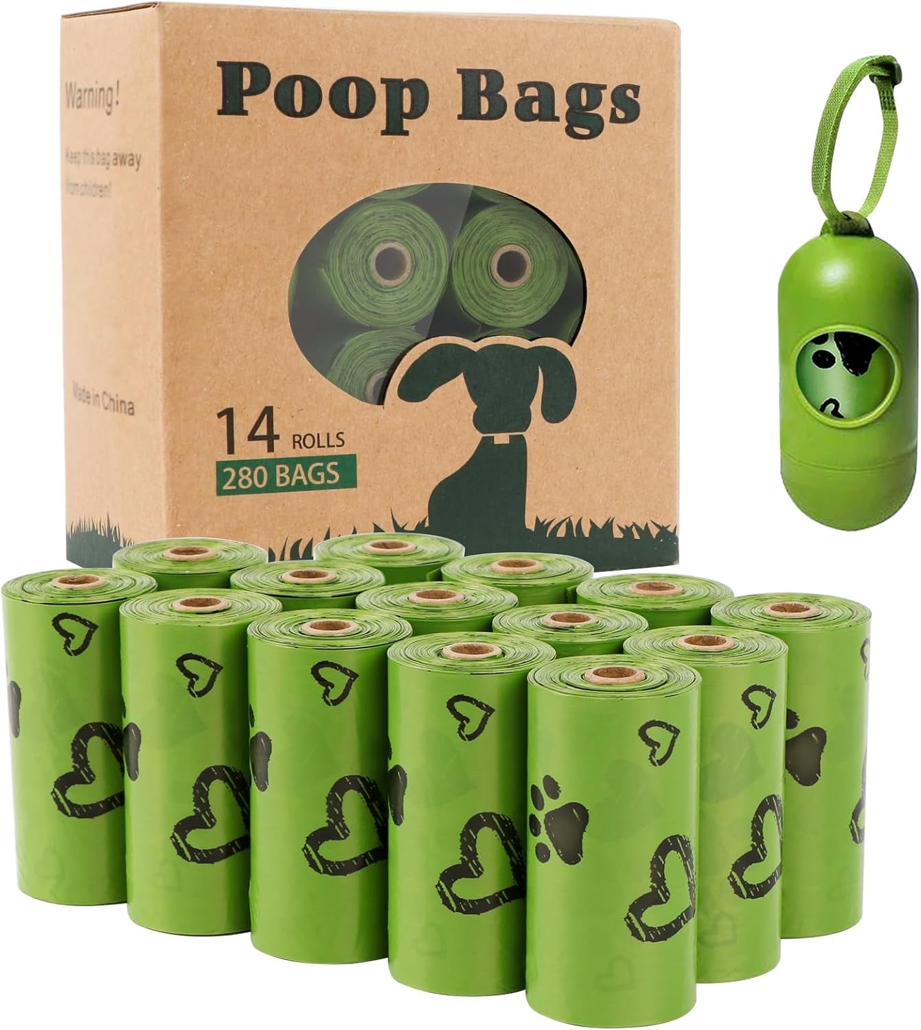 Extra Thick Leakproof Dog Poop Bags 280 Count with Dispenser (Scented)