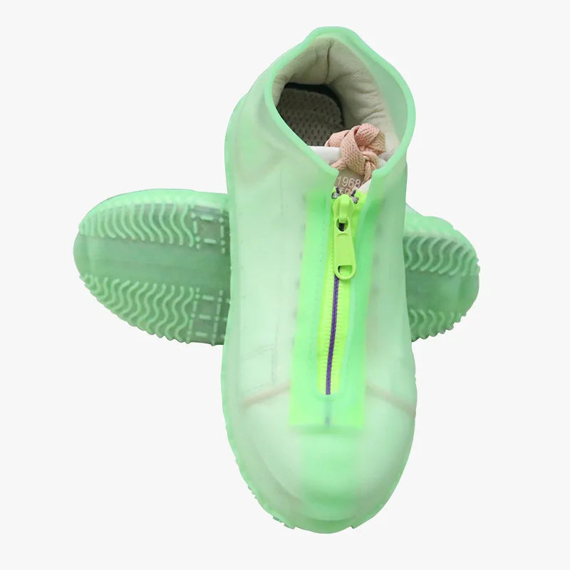 New Waterproof Zipper Silicone Shoe Cover Rain Boots Unisex Outdoor Solid Non-Slip Non-Slip Wear-Resistant Reusable Shoe Cover