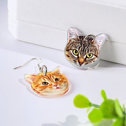Personalized Dog Cat Portrait Earring Jewelry Birthday Gift for Pet Lovers