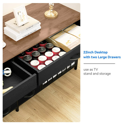 Double Dog Crate Furniture with Storage & Dog Feeder