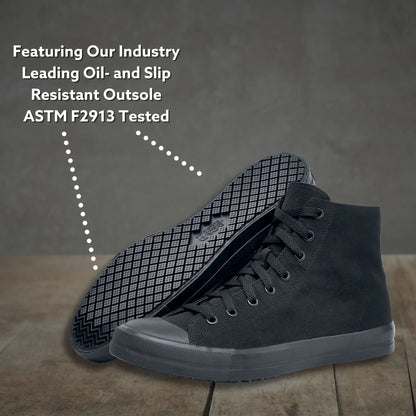 Pembroke, Men'S, Women'S, Unisex Slip Resistant Work Shoes, Water Resistant, Black Canvas