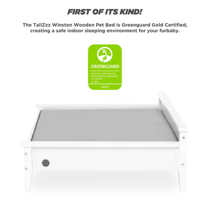 Winston Large Elevated Wooden Pet Bed with Mattress, White