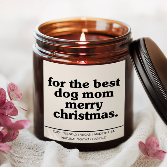 For The Best Dog Mom Merry Christmas Candle
