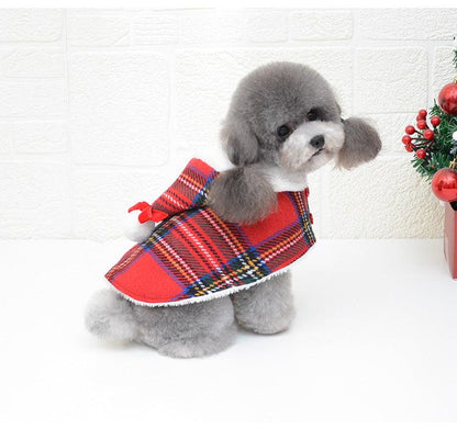 Festive Knitted Turtleneck Dog Sweater - Cozy Christmas Red Plaid Pet Winter Coat